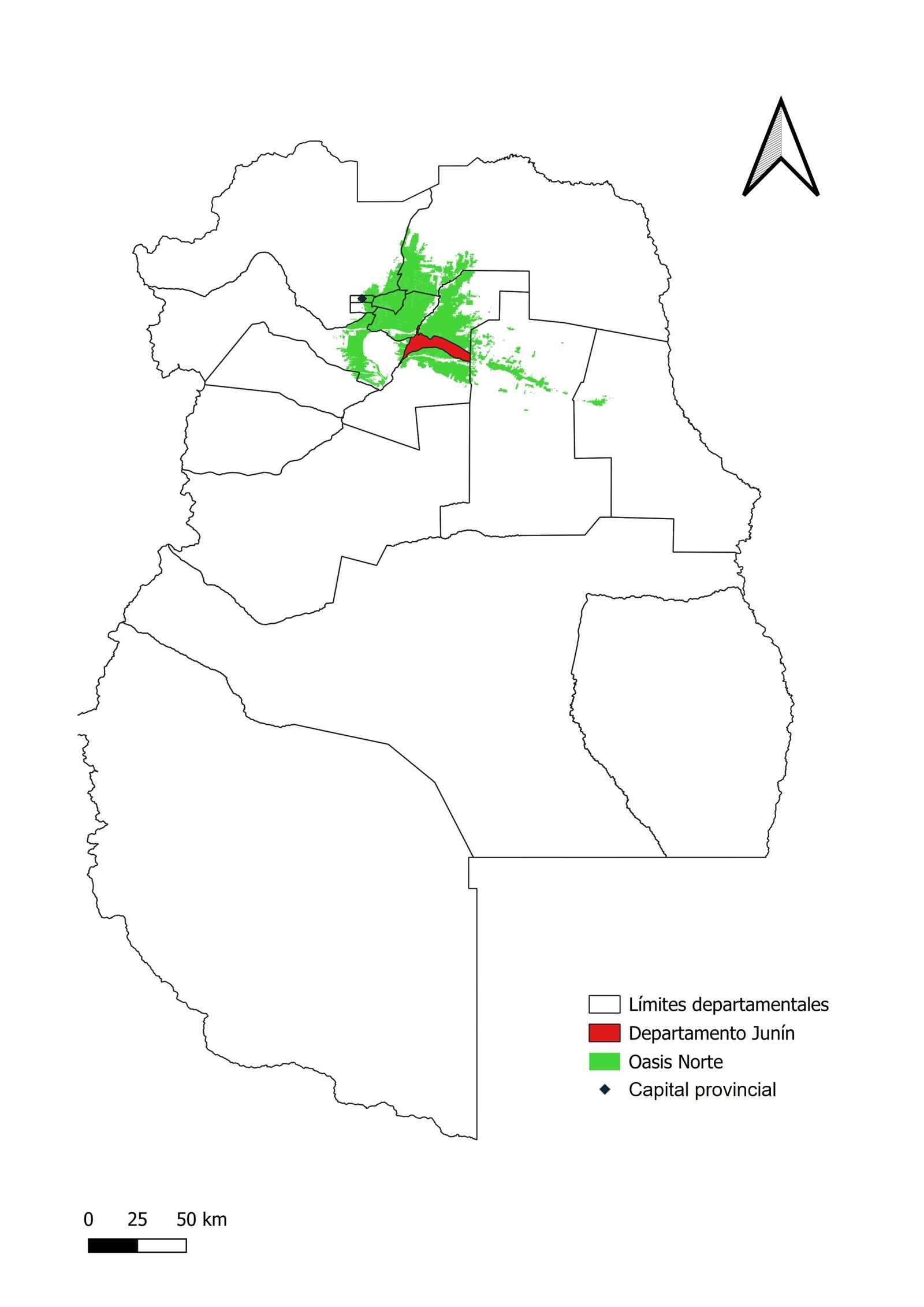 Localización del departamento Junín en el oasis Norte de Mendoza